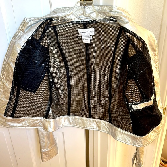 Silver, 100% leather jacket coat size 6 brand new - Picture 7 of 11